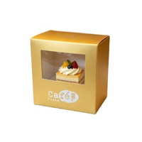Boîte à gâteau personnalisée avec fenêtre, boîte à rabat, boîte en carton doré 300 g/m², estampage à chaud doré, emballage de luxe