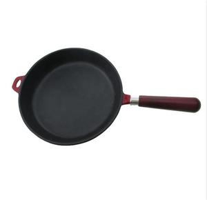 Sartén Redonda Precurada, Sartén Profunda con Mango Largo de Madera, Juego de Utensilios de Cocina Caseros, Hierro Fundido, Minimalista, Sostenible - Product Image 2
