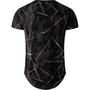 Camiseta de manga corta con cuello redondo para hombre, camiseta con estampado de líneas blancas abstractas y patrón de camuflaje - Product Image 2