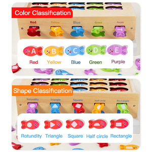 Bambini giocattolo educativo in legno alfabeto cognitivo di classificazione dei colori a forma di gioco per bambini apprendimento precoce giocattolo da pesca in legno - Product Image 4