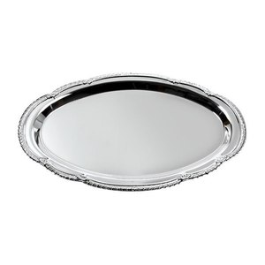 Plateau décoratif vintage 24x17 cm, plateau ovale en métal, acier inoxydable et plastique, verre et métal pour la maison et les occasions culinaires - Product Image 1