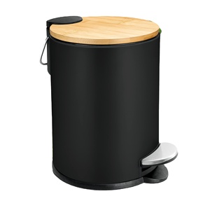 New sọc rải rác Thùng rác đặt chất thải tre Nắp đạp bin - Product Image 1