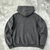 Nouveau sweat à capuche réversible sur mesure, style streetwear, en coton oversize, avec déchirures, effet usé, doublure à carreaux et lavage acide, zippé