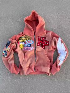 Y2k Streetwear 400 Gsm French Terry Zipup <b>Vintage</b> High Quality Cotton Sweatshirt Heavyweight Embroidery Acid Wash <b>Zip</b> <b>up</b> <b>Hoodie</b> - Product Image 2