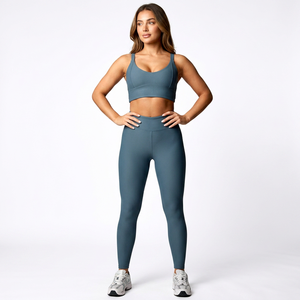 2 Piece Yoga <b>Activewear</b> Women Workout Top <b>Leggings</b> Fitness Training Stretch Sportswear Set - Product Image 1