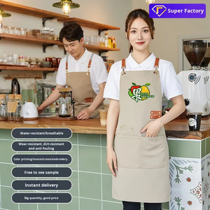 Tablier de <span class=keywords><strong>boulanger</strong></span> de haute qualité avec logo personnalisé, tablier de chef de cuisine, tablier en toile pour barista, tablier brodé réglable pour barbecue et jardin - Product Image 2