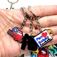 Porte-clés en caoutchouc souple PVC en gros, motif grenouille du drapeau de Porto Rico, pendentifs DIY mignons, souvenirs de Porto Rico pour enfants et adultes