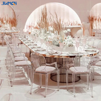 Foshan personnalisé fabricants table à manger chaise or acier inoxydable luxe titane tables de fête de mariage