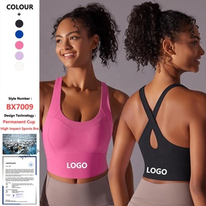 Coppetta permanente da donna incrociata sul retro <span class=keywords><strong>con</strong></span> supporto ad alto impatto Push up reggiseni da Fitness per allenamento Yoga <span class=keywords><strong>reggiseno</strong></span> sportivo Crop Top - Product Image 1