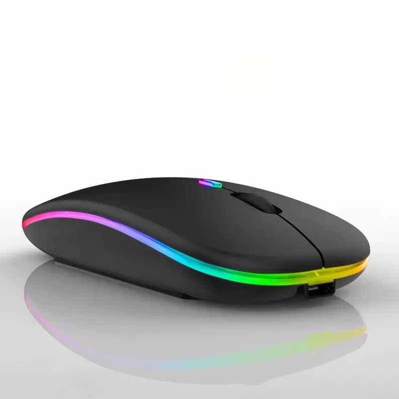 Mouse sem fio recarregável 5 0, modo duplo, silencioso, 2.4g, usb, led, 1 peça, ótico, 10m