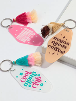 Vente en gros Nouveau Porte-clés créatif personnalisé avec lettres en couleur Porte-clés pour bagages Porte-clés pour hôtel Cadeau Maman Porte-clés en acrylique