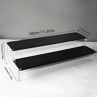 Présentoir surélevé en acrylique noir de 30 cm de large, personnalisable, pour comptoir de magasin, cupcakes, parfums, support détachable en acrylique noir