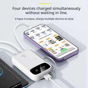 Station d'alimentation portable à charge rapide avec câble USB-C intégré, 10000 mAh haute capacité, sortie 10W, personnalisable avec logo, vente en gros - Product Image 5