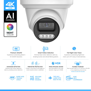 Ngoài trời không thấm nước <span class=keywords><strong>IP</strong></span> 66 <span class=keywords><strong>Camera</strong></span> An Ninh 8MP 4k PoE đầy màu sắc tầm nhìn ban đêm hai chiều âm thanh tháp pháo CCTV CMOS chu vi phát hiện - Product Image 2
