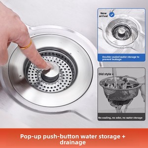 Sifone 3 in 1 per Lavello Cucina e Bagno in Acciaio Inossidabile con Cestello Filtrante e Tappo Anti-Perdita - Product Image 2