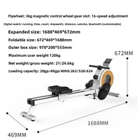Máquina de Remo Magnética para el Hogar, Entrenador de Fitness Aeróbico Interior, Máquina de Remo Inteligente Plegable, Ejercicio para Quemar Grasa