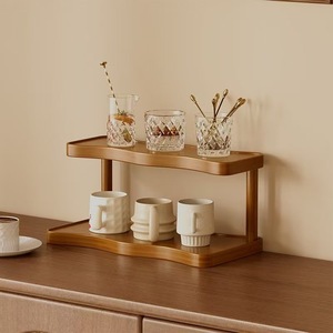 Wave-shaped <b>desktop</b> <b>shelf</b> for home, bedroom, cosmetics display, and kitchen supplies multi-layer storage. - Product Image 3
