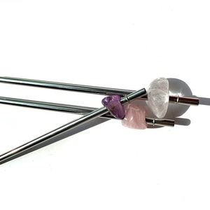 Commercio all'ingrosso 304 di Paglia In Acciaio Inox Eco-Friendly Cannuccia, Naturale Quarzo Rosa Energia di Guarigione di cristallo di cristallo di paglia - Product Image 2