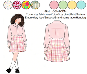 <span class=keywords><strong>Jupe</strong></span> à carreaux rose mignonne pour petite fille, style décontracté et doux, en coton, <span class=keywords><strong>mini</strong></span>, teinte unie, mode été 2026, vêtements en gros, personnalisés en Chine - Product Image 4