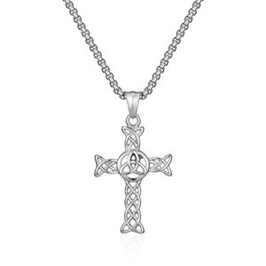 Celtic Knot <b>Cross</b> Necklace Stainless Steel Unisex Pendant Fashion Jewelry Geometric Design - Product Image 5