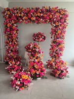 Guirlande florale réaliste en soie artificielle rose vif et orange pour mariage, Noël, chemin de table, fond de scène de cérémonie