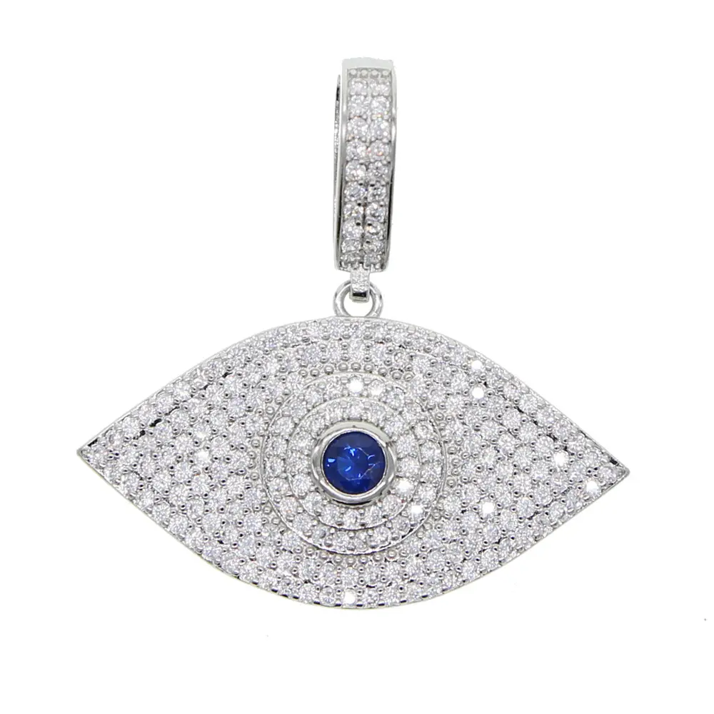 Stylish Full Diamond Demon Eyes Necklace Jewelry Accessories Wholesale Gold Silver Flashing Cubic Zirconia Evil Eyes Pendant