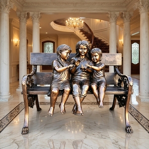 Estatua <span class=keywords><strong>de</strong></span> Bronce <span class=keywords><strong>de</strong></span> Niños en un Banco a Tamaño Real - 'Amigos <span class=keywords><strong>de</strong></span> la <span class=keywords><strong>Infancia</strong></span>' Escultura Grande <span class=keywords><strong>de</strong></span> Bronce para Jardín - Product Image 4
