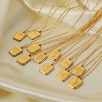 Collier en acier inoxydable plaqué or 18 carats avec pendentif carré fleur du mois de naissance, vente en gros de bijoux chinois