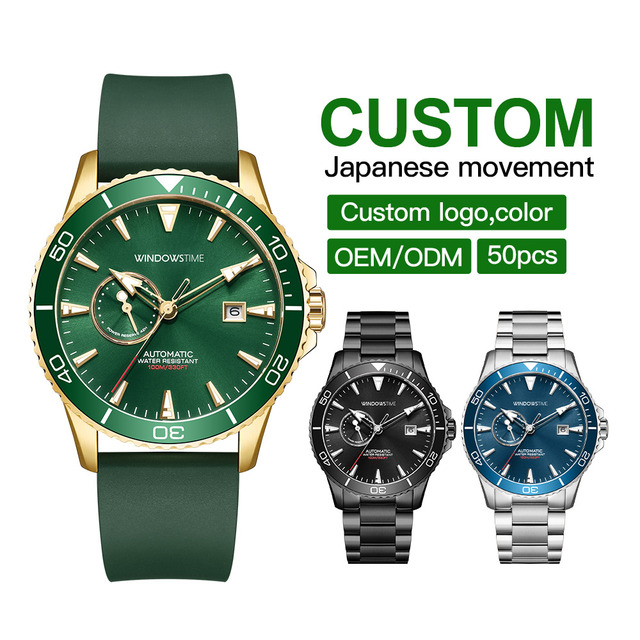 OEM Logo Green Mechanical Automatic Luxury Custom High Quality Tourbillon Stainless Steel Men's Watch Limited Edition
