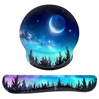 Ensemble repose-poignets et tapis de souris gaming en mousse à mémoire de forme Blue Moon, en coton, à récupération lente, base antidérapante, pour bureau
