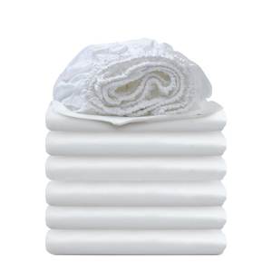 Bộ ga trải giường chất lượng khách sạn, bền, số lượng lớn, cỡ <span class=keywords><strong>King</strong></span>/Queen, 100% cotton, họa tiết sọc, màu trắng sang trọng - Product Image 1