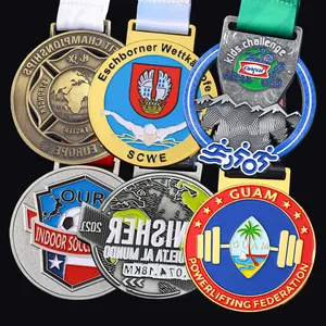 Customized Soft Enamel Gold Silver Marathon Medal Swimming Finisher Sports Metal Medals Manufacturer Free Design