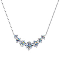 Collier Pendentif S925 en Argent Sterling avec Moissanite « Sourire Sept Princesses » à 4 Griffes 2g pour Femme, Chaîne Câble Polyvalente, Vente en Gros