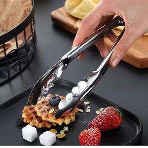 Stainless Steel Food Tongs Heat Resistant Oven Safe For Grilling Steak Bread Barbecue Utensils - Product Image 1
