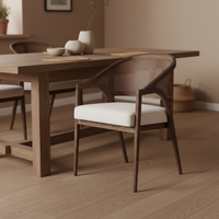Chaise de restaurant en bois massif avec dossier en rotin nordique personnalisé, chaise de salle à manger commerciale, fauteuil rembourré en tissu, chaise longue d'hôtel, restaurant