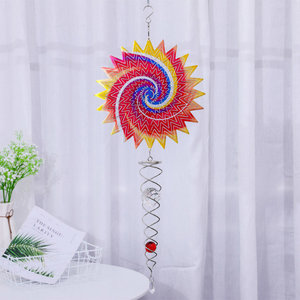 Campana de Viento Decorativa de Metal en Espiral con Cola de 8.5 Pulgadas, Doble Bola de Acero Inoxidable, Decoración de Jardín - Product Image 5