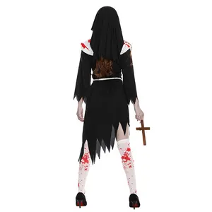 Dành cho người lớn phụ nữ đáng sợ Đẫm Máu nữ tu ăn mặc cho Halloween cosplay kỳ nghỉ bên trang phục