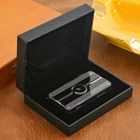 Briquet torche de luxe à 3 flammes, coupe-vent, en métal, design moderne et épuré, au butane, avec coffret cadeau