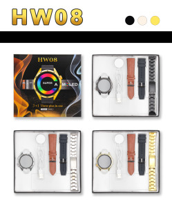 Montre connectée ronde HW08 (<span class=keywords><strong>Hryfine</strong></span>) avec bracelet de 22 mm, appels, sport, fitness, étanche, Reloj Inteligente, montre connectée 3 en 1 - Product Image 2