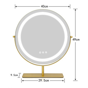 Vòng Vàng Hình Dạng 3 Màu LED Dải Máy Tính Để Bàn Gương Trang Điểm Gương 360 Xoay Vanity Phòng Gương - Product Image 2
