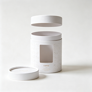 Matte Lamination Cylindrical Paper Box Transparent Window Recyclable Tube Coffee Bean <b>Container</b> For Shop - Product Image 4