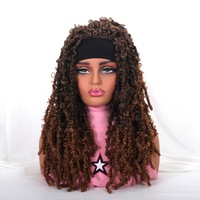 Brun moyen 26 pouces deux tresse en gros perruques tressées longue torsion tresses Style cheveux synthétiques bandeau perruque pour les femmes noires