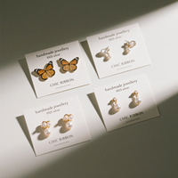 Cartes à boucles d'oreilles personnalisées avec logo, présentoirs minimalistes écologiques pour bijoux en argent S925, étiquettes et cartes de bijoux en gros