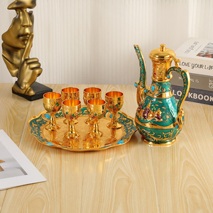 High-end creative household set featuring golden sapphire wineware in castle design - <b>wine</b> glasses for hotel banquets and dining - Product Image 2