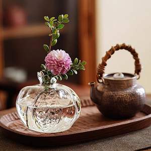 Mini jarrón de <span class=keywords><strong>Granada</strong></span> de vidrio transparente pequeño moderno, mesa de centro de comedor, adornos de escritorio, botella de vidrio para plantas hidropónicas para el hogar - Product Image 2