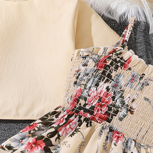 8-12T tute per bambini cappotto kaki bretelle a fiori torta abito lungo vestiti per ragazze primavera estate abbigliamento per bambini all'ingrosso - Product Image 4