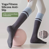 Chaussettes de compression longues pour femmes, rayées, tricotées, antidérapantes, professionnelles, pour yoga, fitness, pilates, sans coutures, pour le soutien musculaire