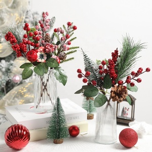 Chất lượng cao bán buôn nhân tạo thông nón và quả mọng Màu đỏ lễ hội Giáng sinh yếu tố trang trí cho Vòng hoa trang trí nội thất - Product Image 2
