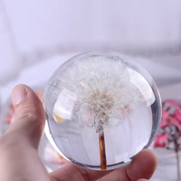 Fleur séchée à l'intérieur de la collection d'art de la boule de résine acrylique clair boule solide décoration de mariage maison personnalisée pour les cadeaux de vacances