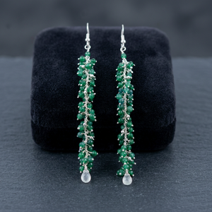 Platinum Emerald Drop Earrings for Women 925 Sterling <b>Silver</b> Gift Choice - Product Image 3